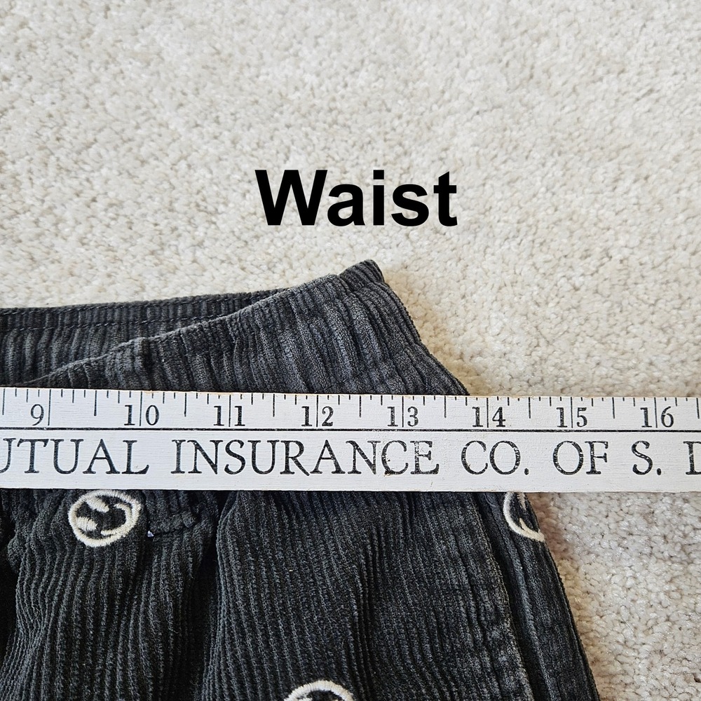 Urban Outfitters Men's Black Corduroy Smiley Face Tie Waist Pants Sz S Whimsical - Picture 6 of 9